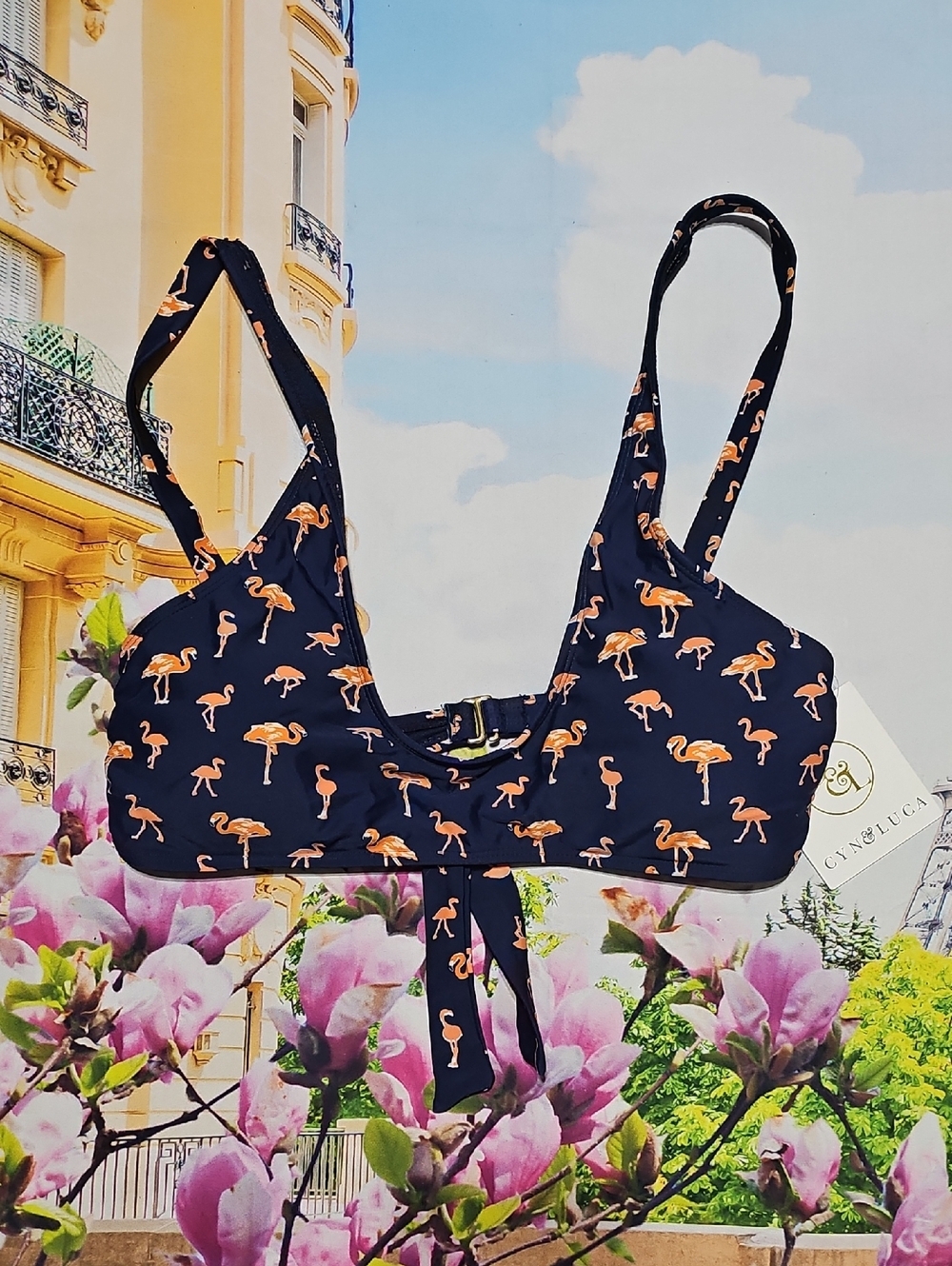 Cyn & Luca Flamingo Blue And Orange Bikini Bra Size XL‎ New